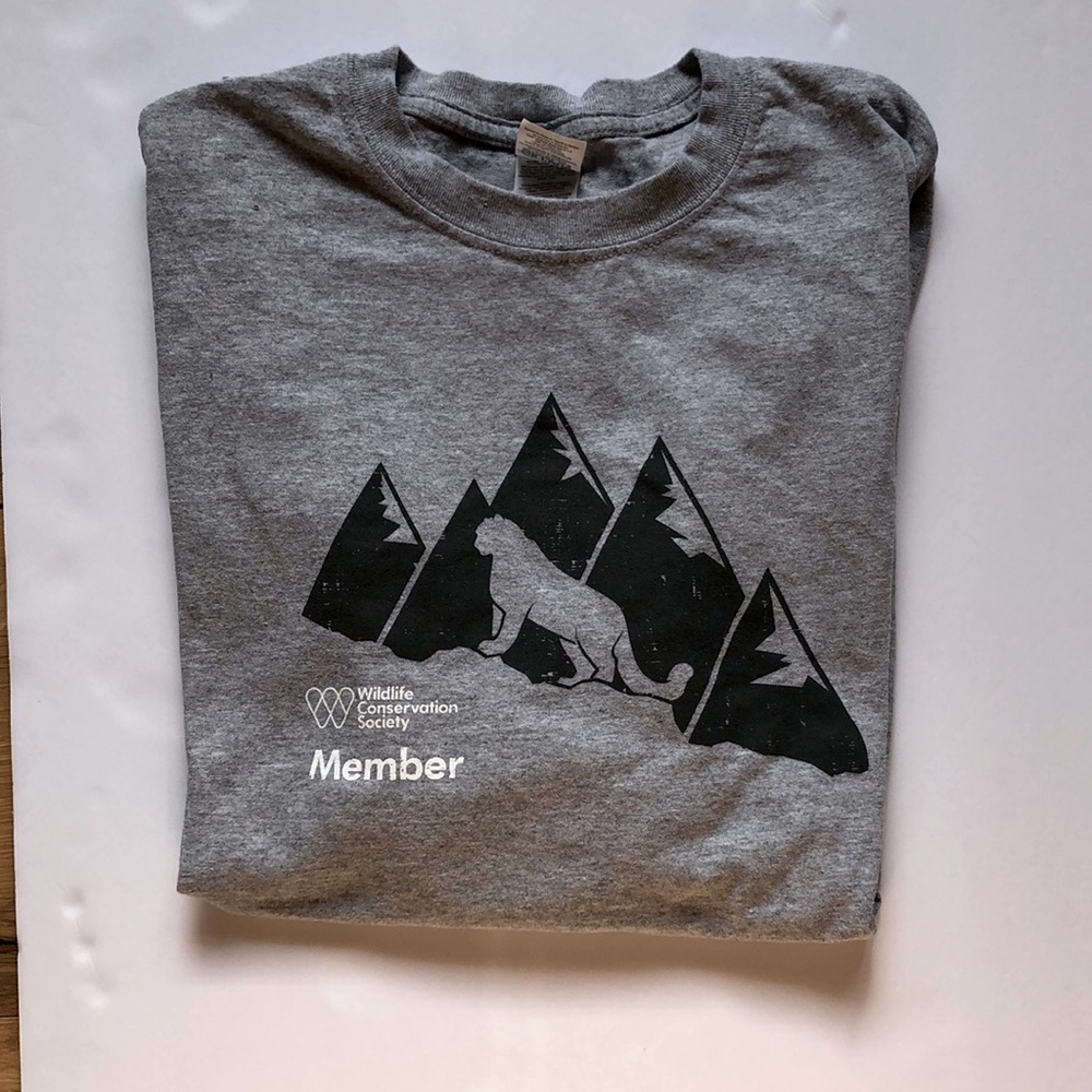 Gray Wildlife Conservation Society Member T-Shirt XL short sleeves